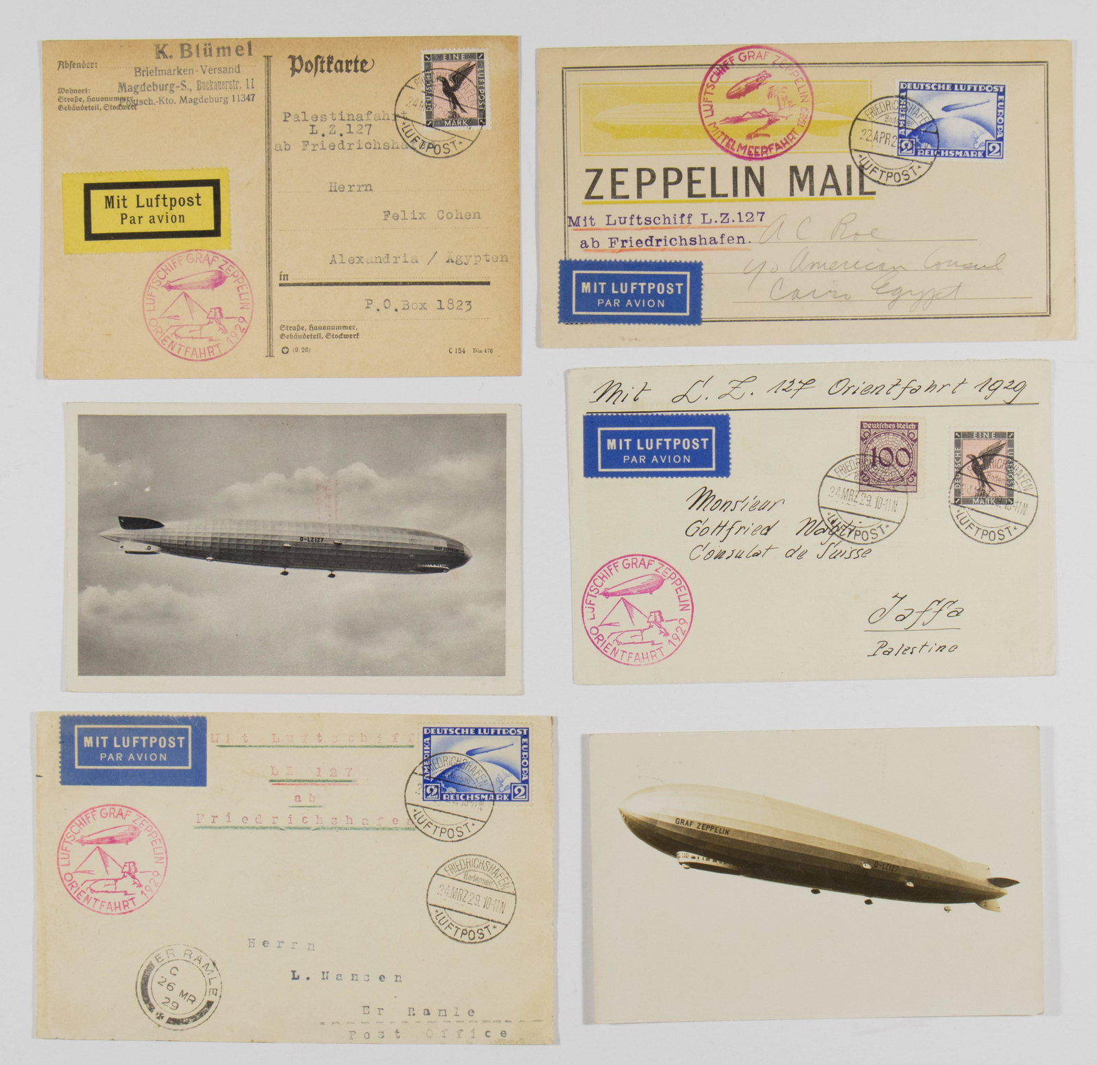 AIRSHIP GRAF ZEPPELIN POSTAL COVERS AND POSTCARDS 1929 (1 of 2)