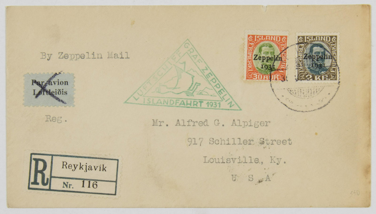 AIRSHIP GRAF ZEPPELIN ICELAND POSTAL COVER 1931 (1 of 2)