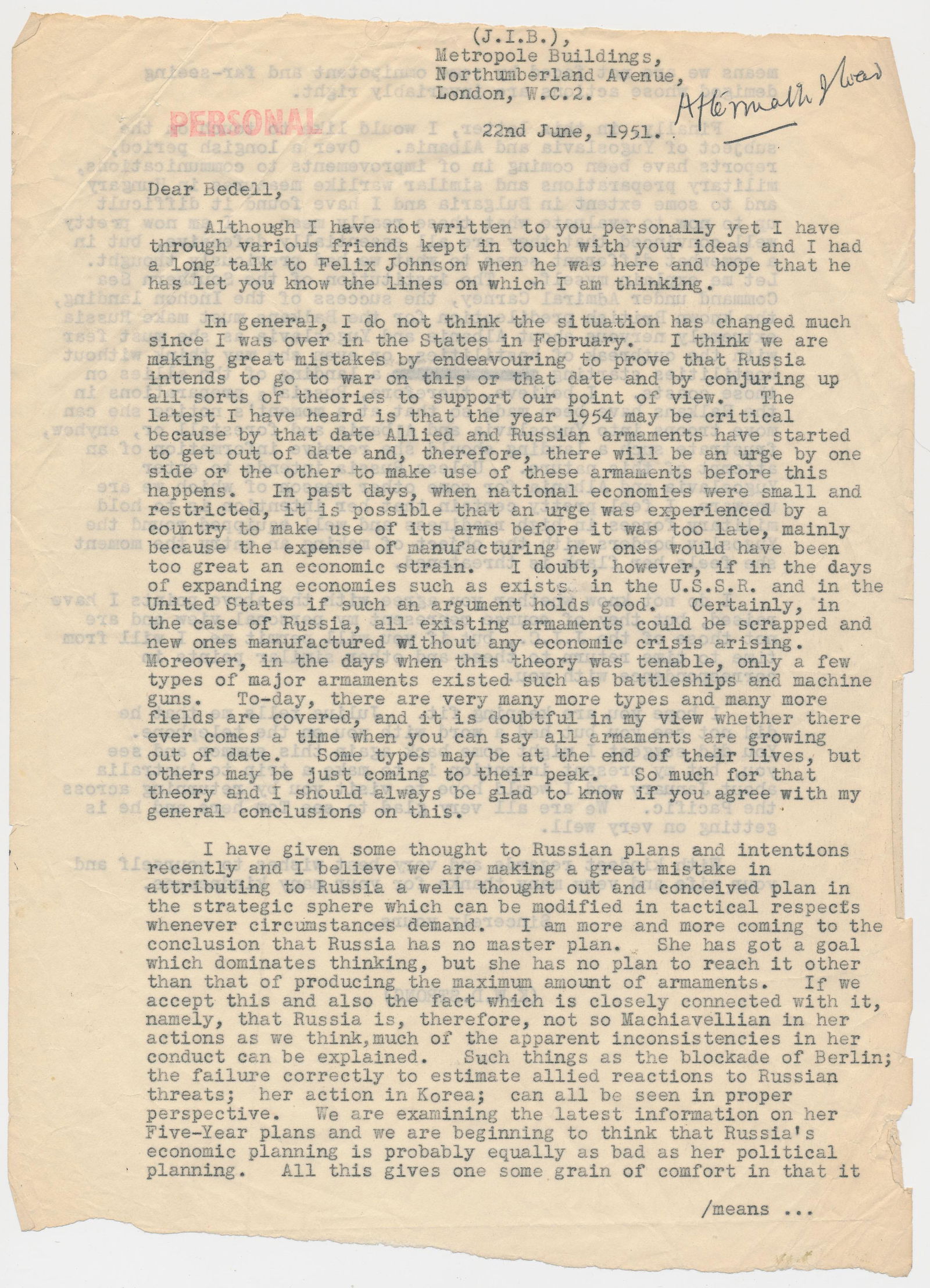 KENNETH STRONG ON RUSSIA'S WAR PLANS: (1900-1982) British major general who earned both British and foreign awards for his service in Eisenhower's Supreme Headquarters Allied Expeditionary Force and his role in negotiating the surrender o