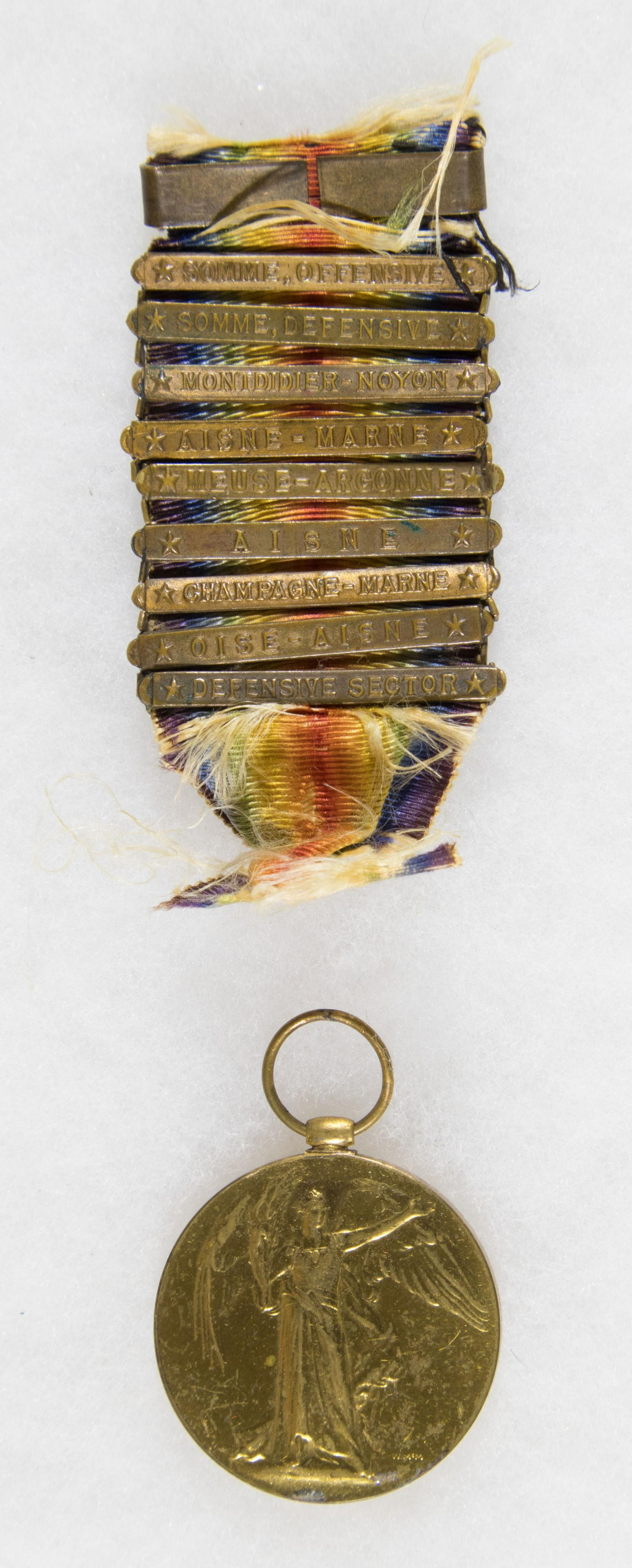 WORLD WAR I VICTORY MEDAL WITH NINE CLASPS (1 of 4)