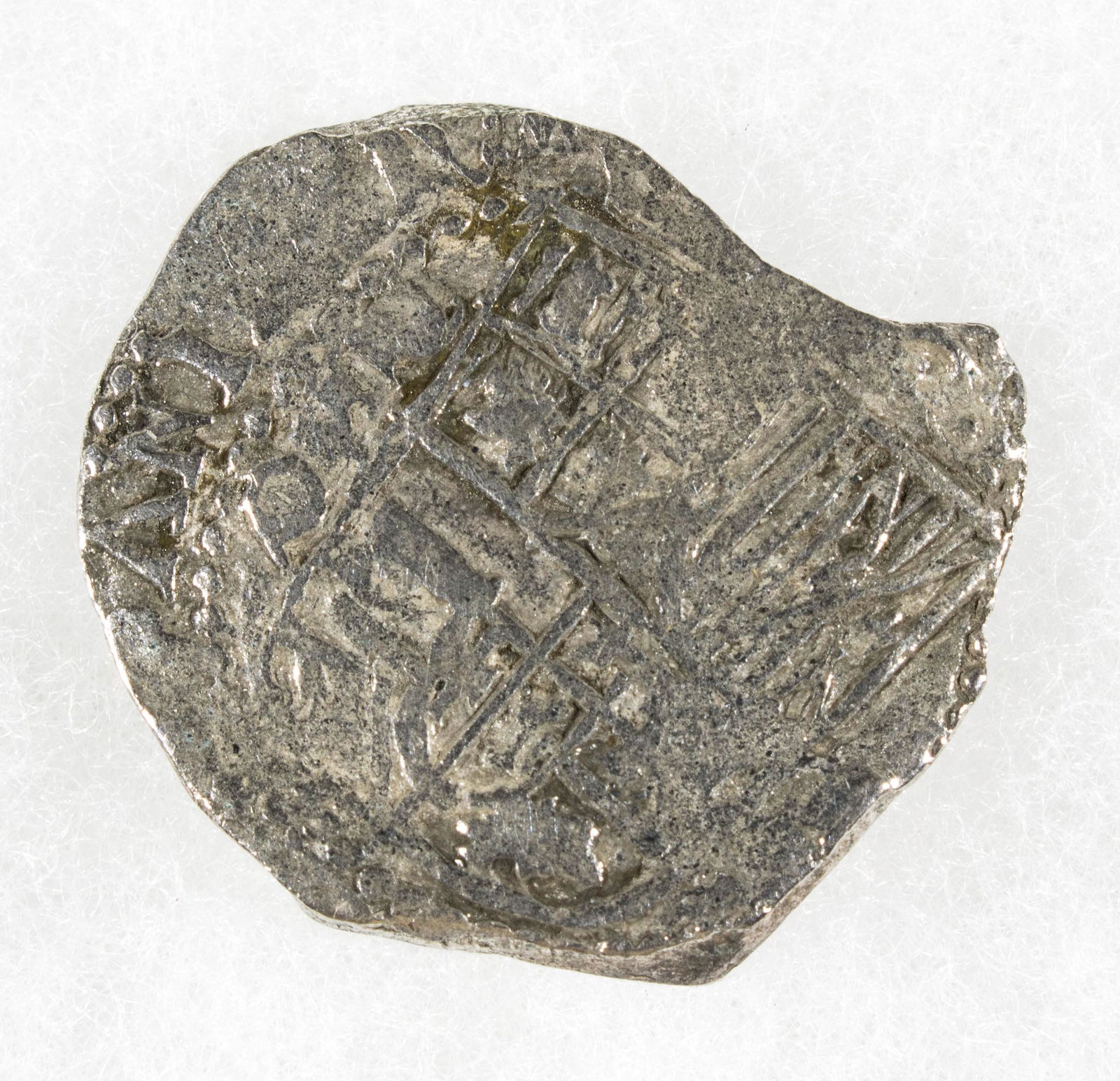 TWO REALE SILVER COIN FROM ATOCHA, WITH MEL FISHER CERTIFICATE (1 of 4)