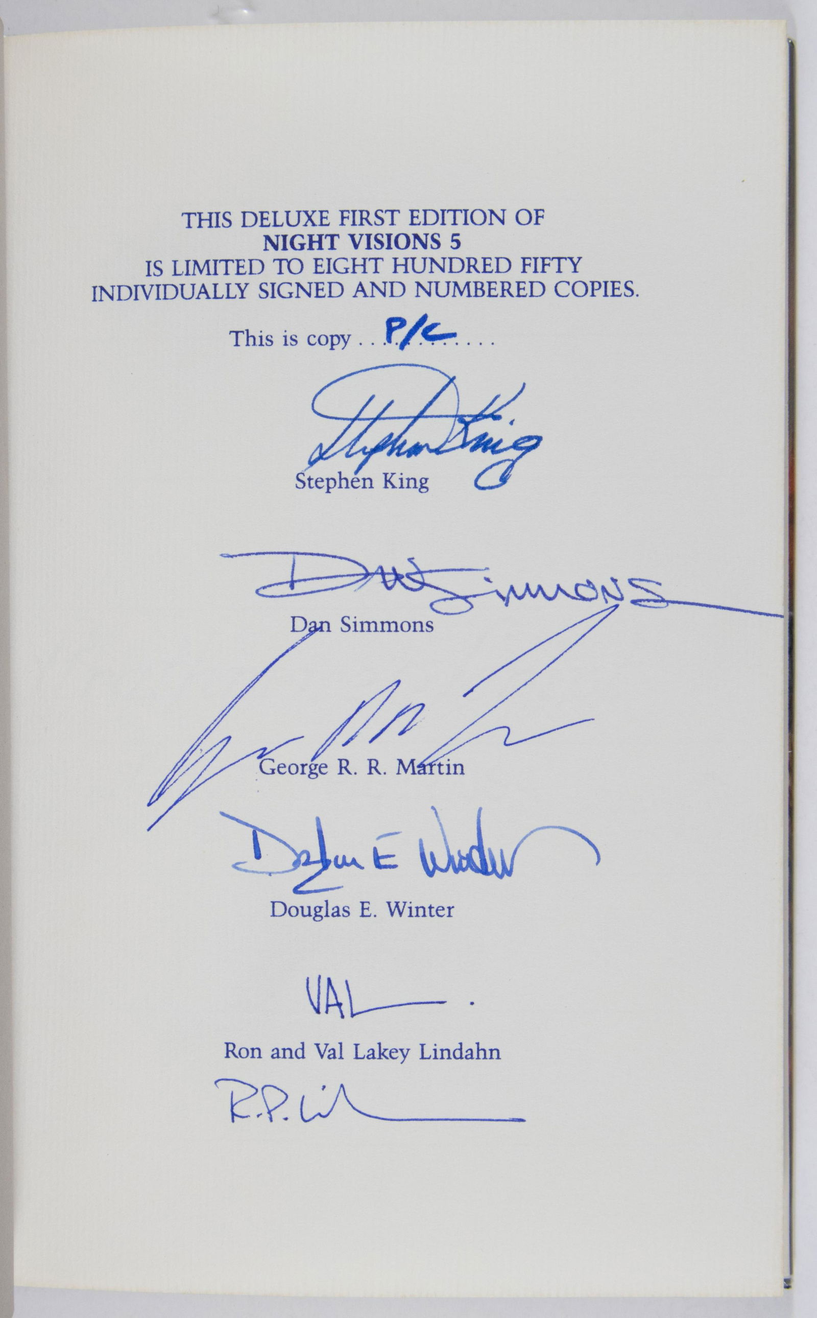 ‘NIGHT VISIONS’ SIGNED BY STEPHEN KING AND OTHERS (1 of 2)