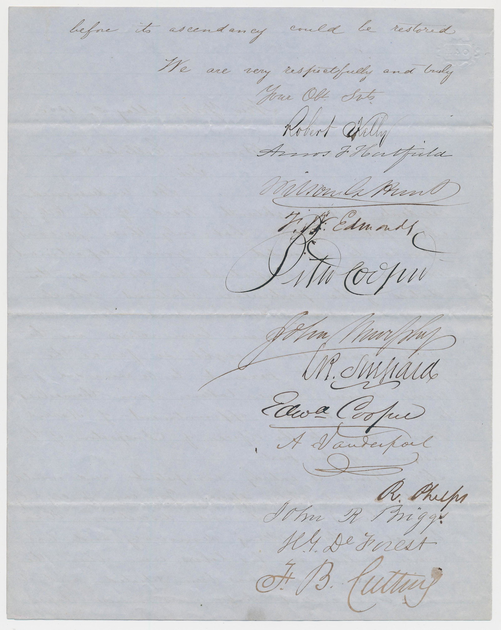 PETER COOPER: (1791 - 1883) American inventor, industrialist, and unsuccessful candidate for President of the United States. L.S., 2pp. 4to., New York, May 2, 1853. In part: â€˜...The undersigned residents of t