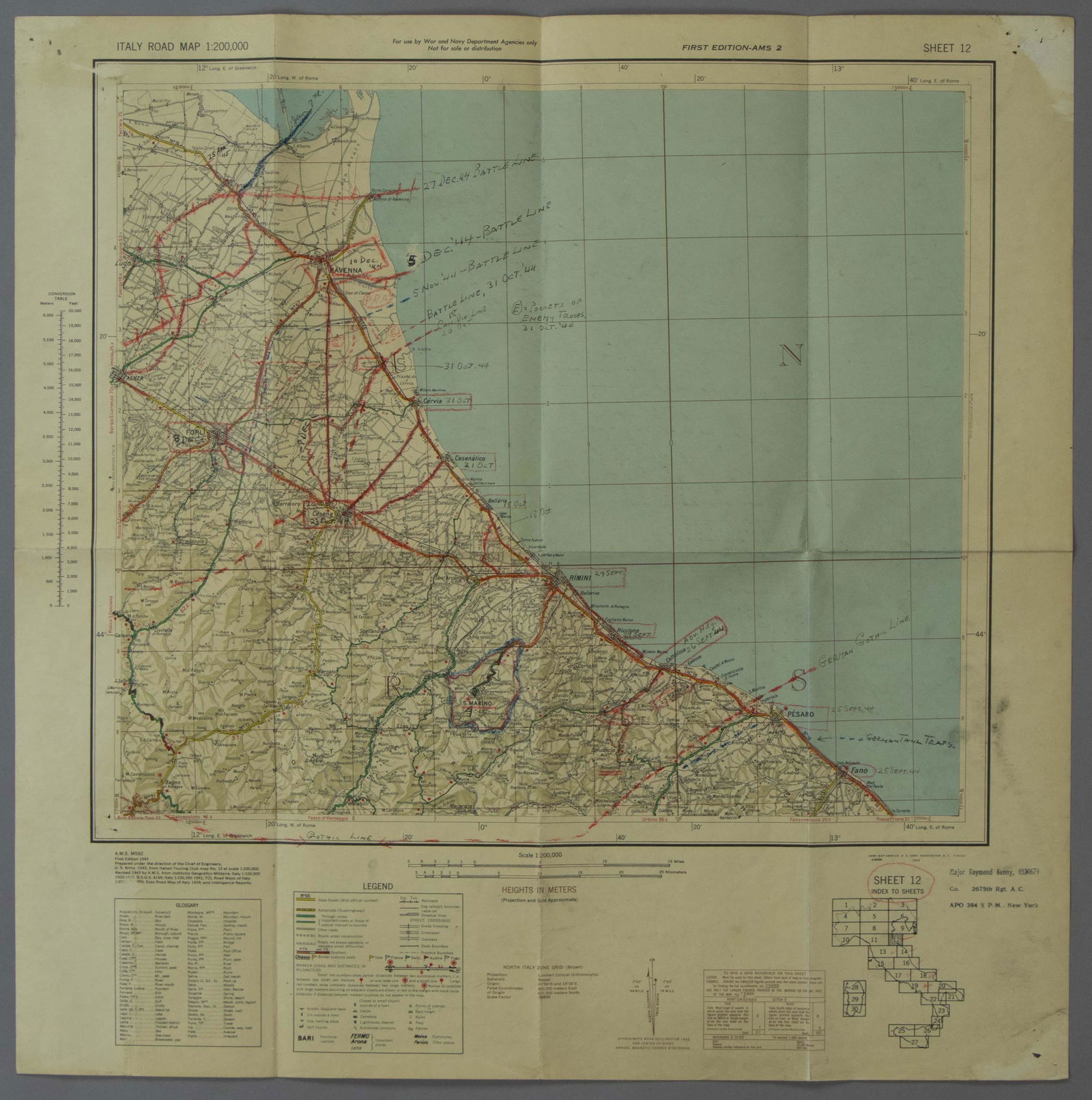 WORLD WAR II FIFTH ARMY BATTLE MAPS OF ITALIAN MAINLAND (1 of 4)