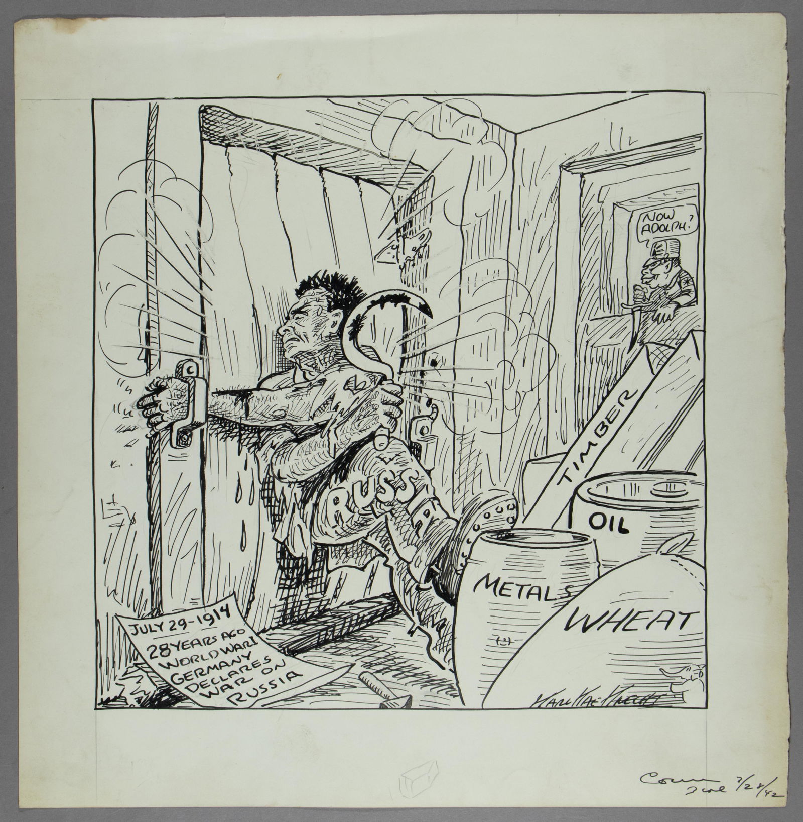 ORIGINAL VINTAGE WORLD WAR II CARTOON ARTWORK (1 of 2)