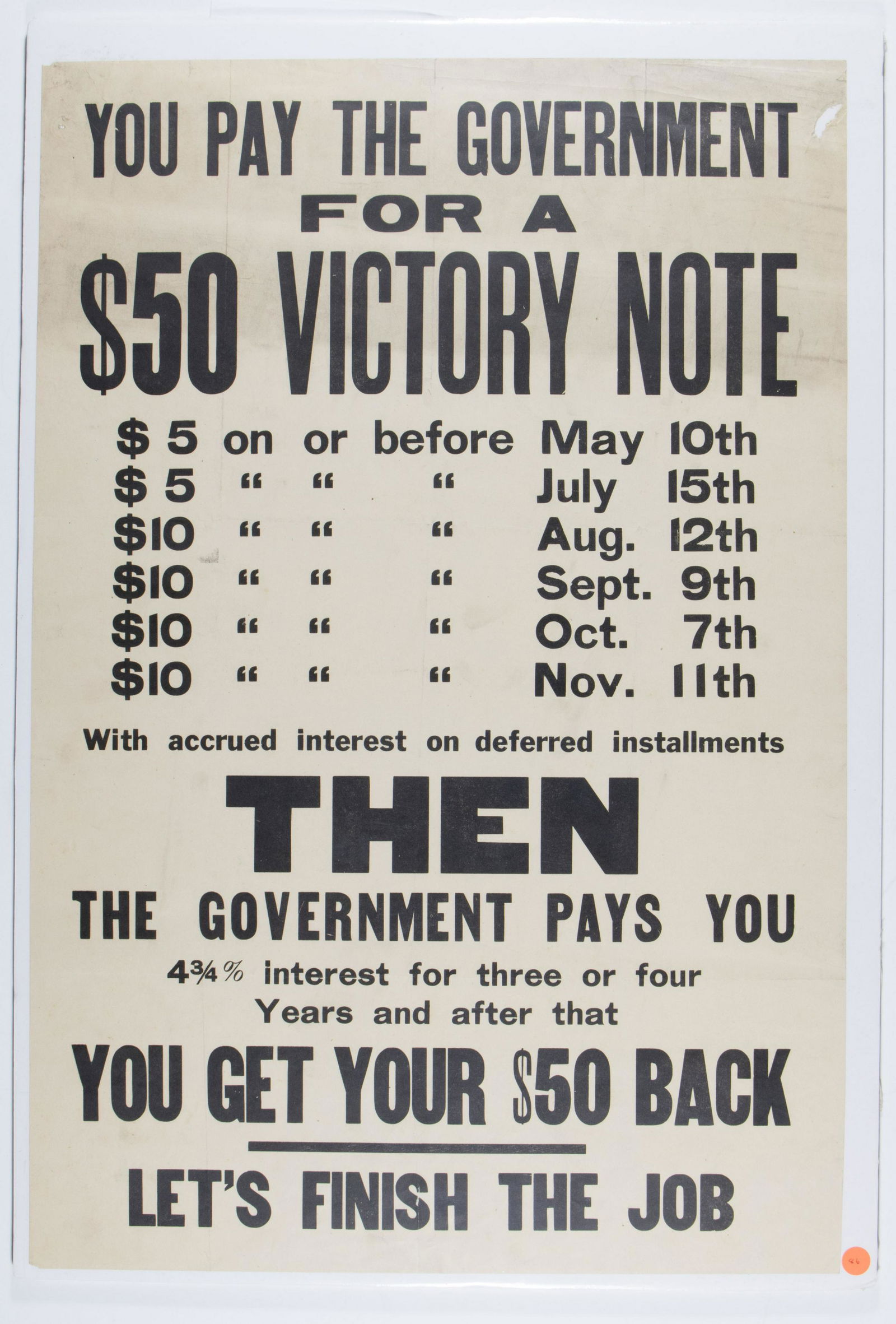 WORLD WAR I VICTORY NOTE POSTER (1 of 1)