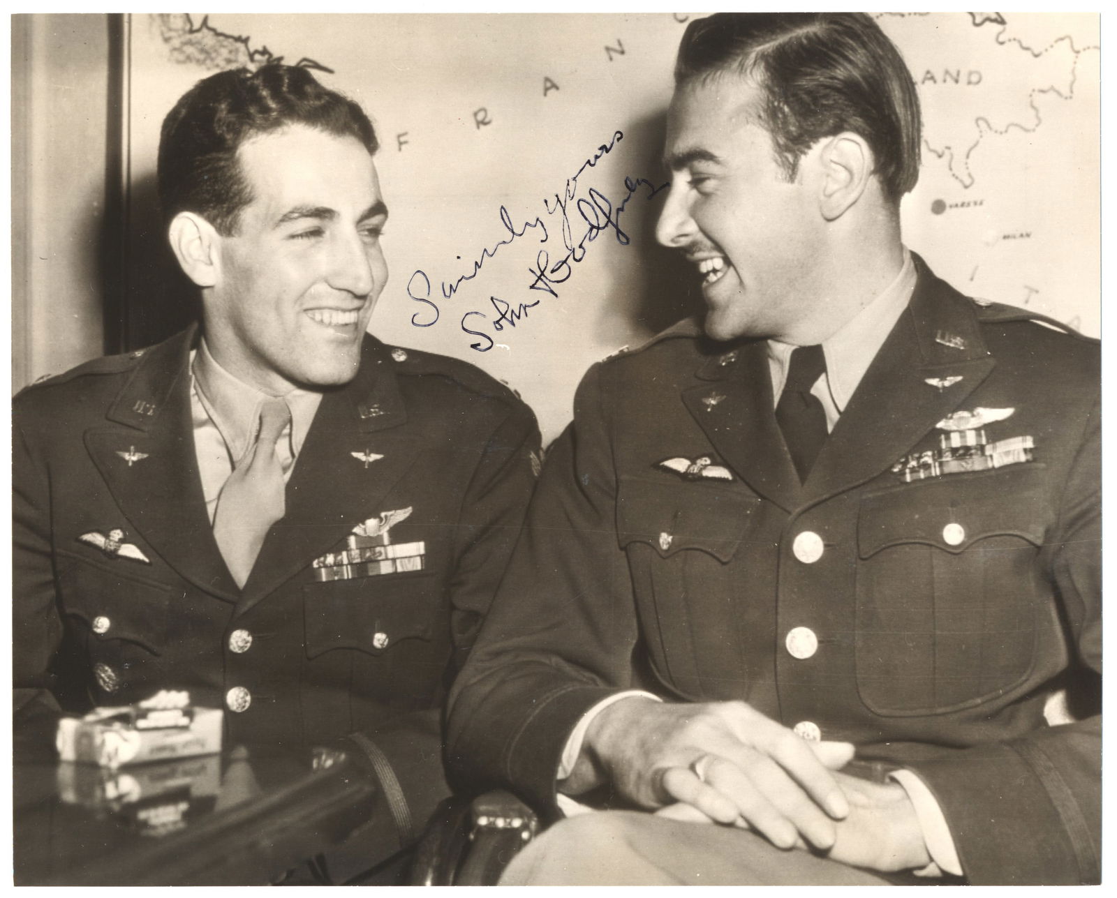 JOHN GODFREY: (1922-1958) Canadian-born American fighter pilot and wingman to Don Gentile, he joined the RCAF and then transferred to the USAAF. Credited with 18 ‘kills’. Winston Churchill referred to t