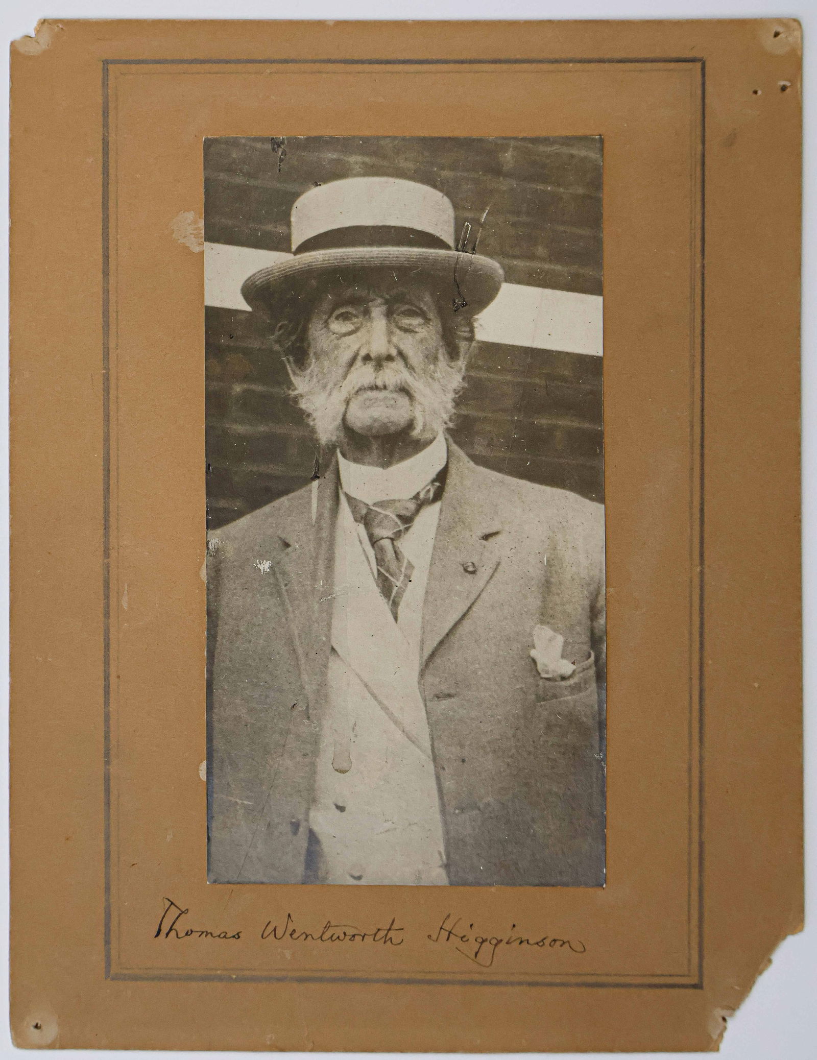 THOMAS WENTWORTH HIGGINSON: (1823-1911) American clergyman and army officer, first to organize Negro regiments in the Civil War, author of the story upon which the film ‘Glory’ was based. Fine S.P. 3.5 x 6.5 in. b/w