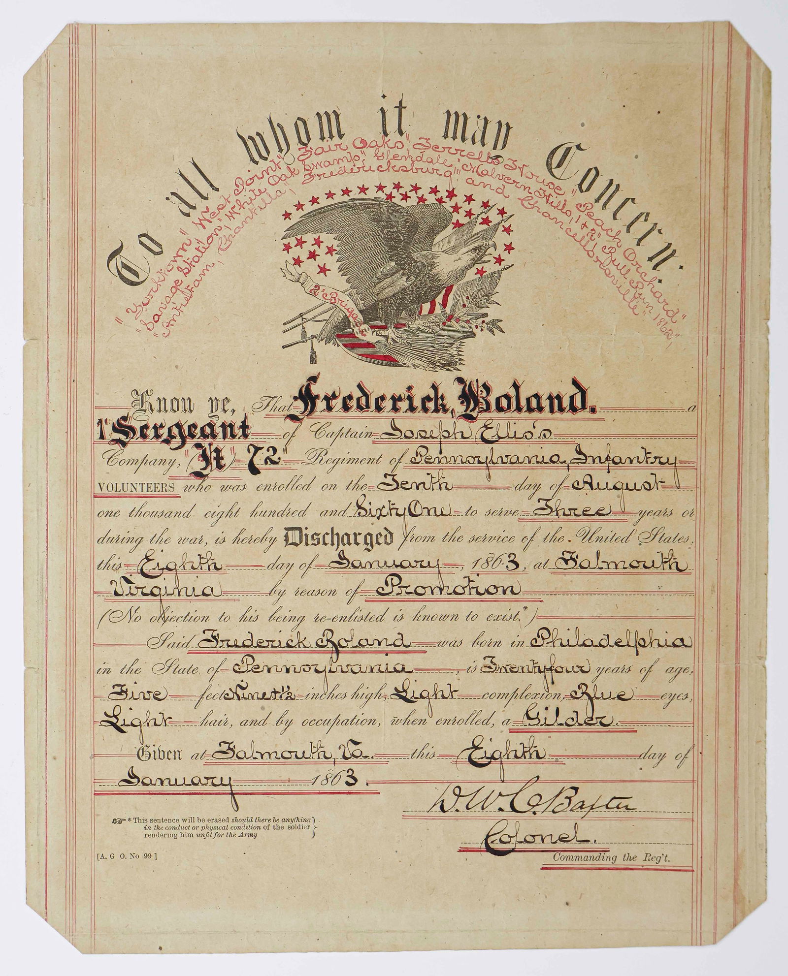 BAXTER'S FIRE ZOUAVES DISCHARGE (1 of 1)