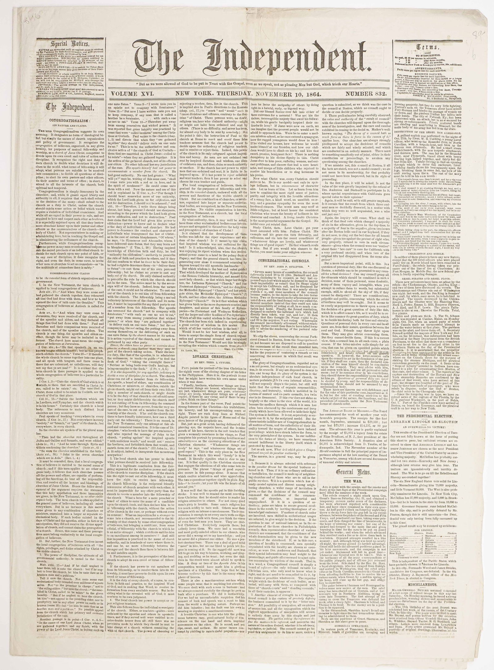 LINCOLN ELECTION NEWSPAPER (1 of 2)