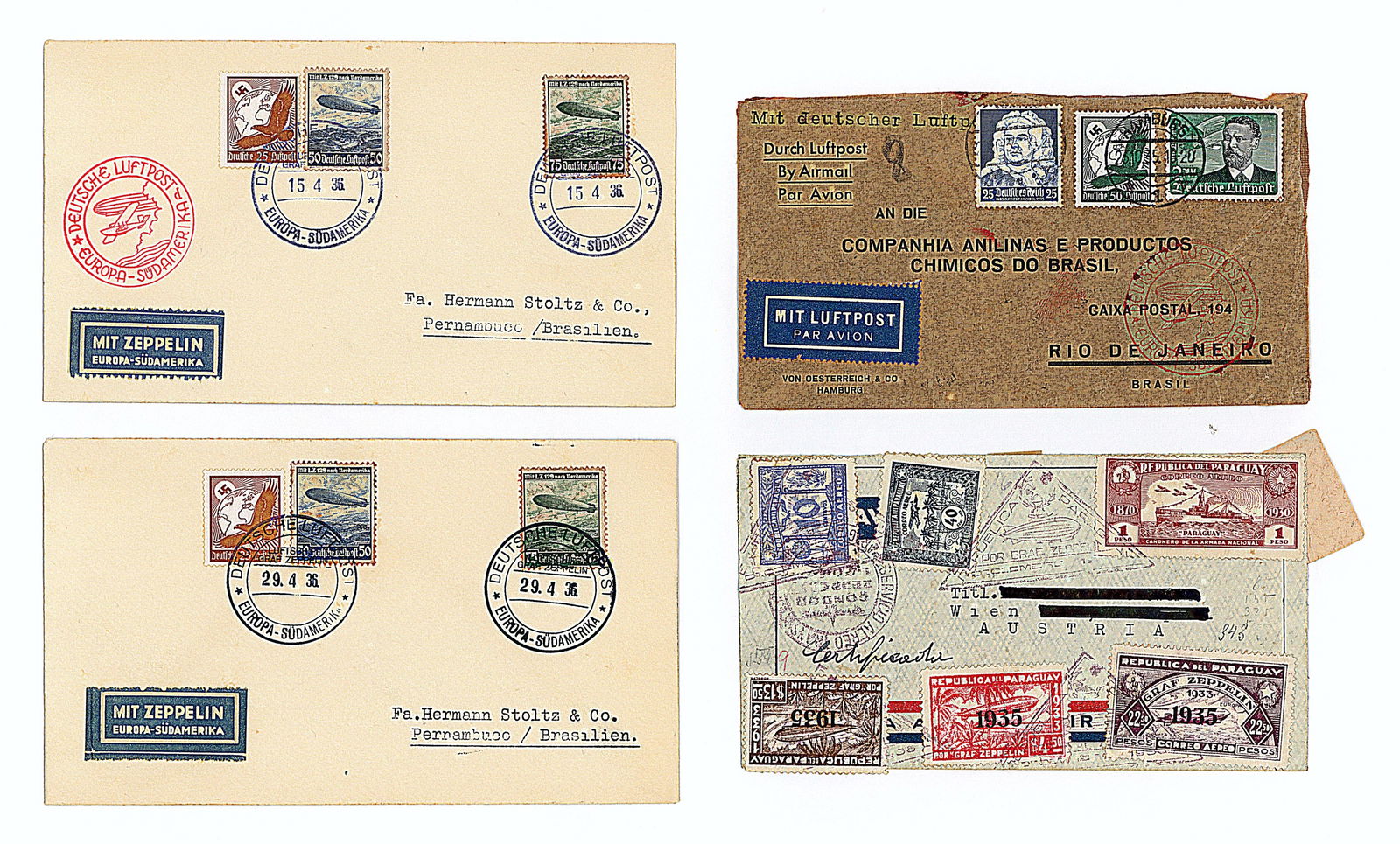 1935-36 GRAF ZEPPELIN FLOWN POSTAL COVERS (1 of 2)