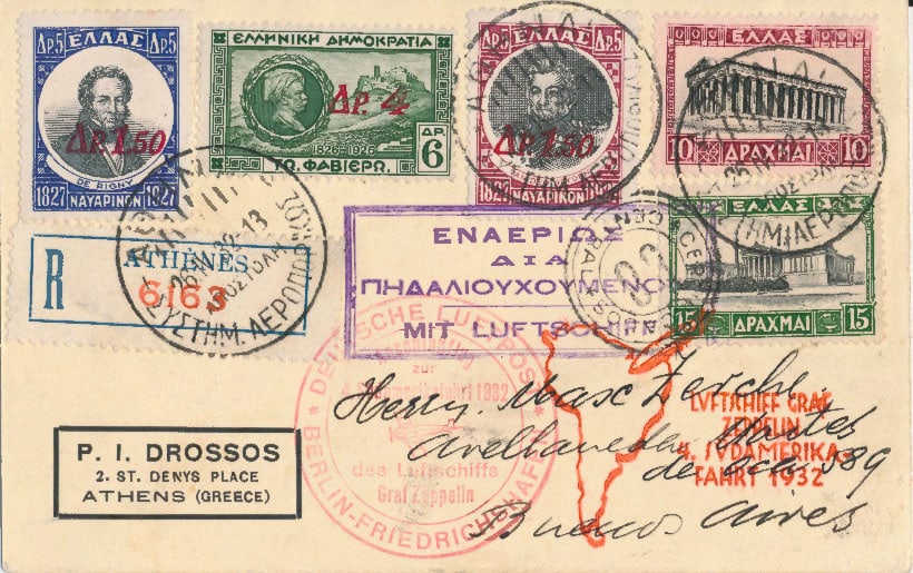 AIRSHIP 'GRAF ZEPPELIN' FLOWN POSTCARD, 1932 (1 of 2)