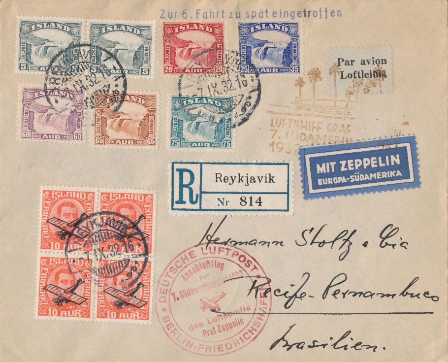AIRSHIP 'GRAF-ZEPPELIN' FLOWN POSTAL COVER, 1932 (1 of 2)