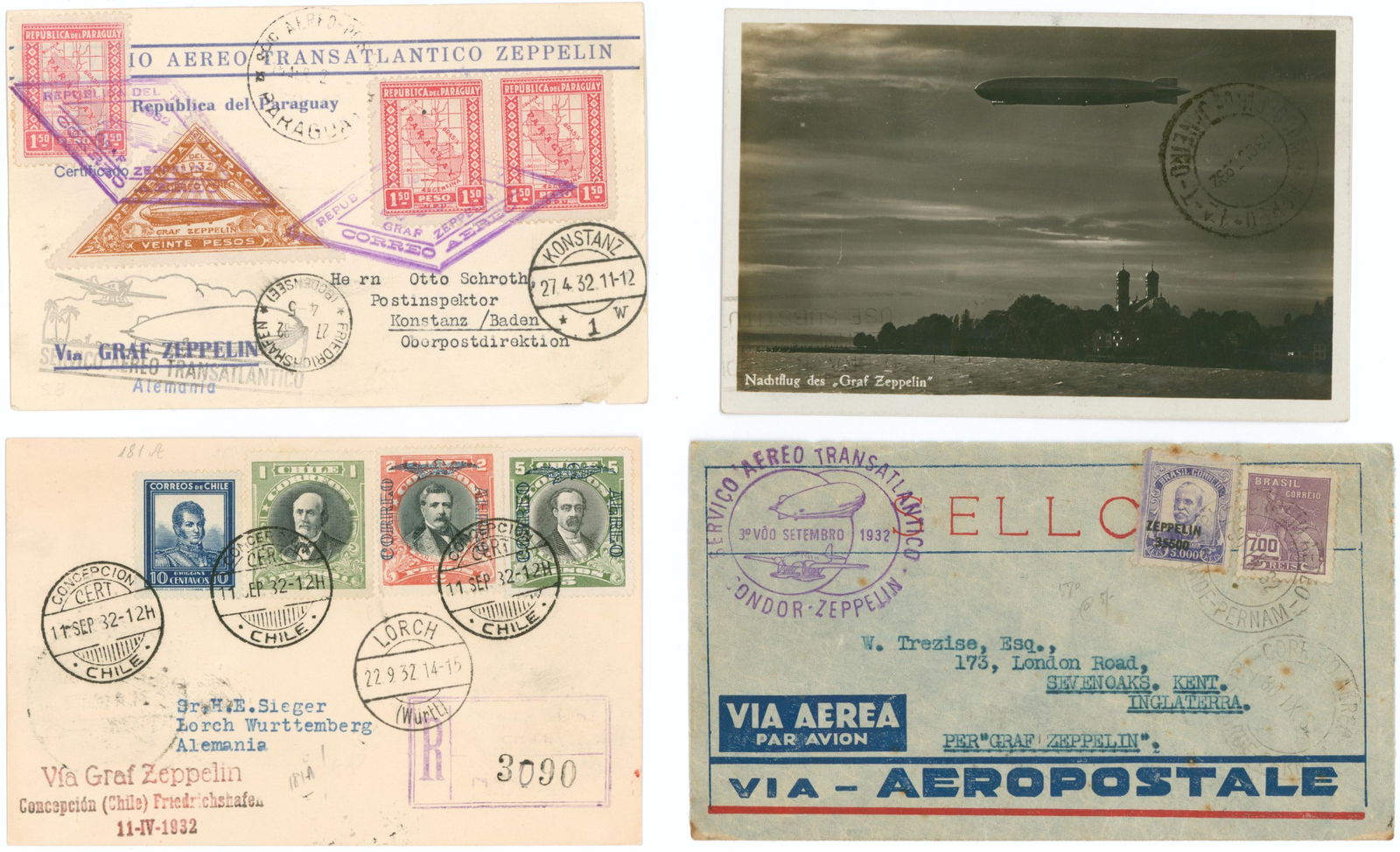 AIRSHIP GRAF ZEPPELIN FLOWN POSTCARDS AND COVERS (1 of 2)