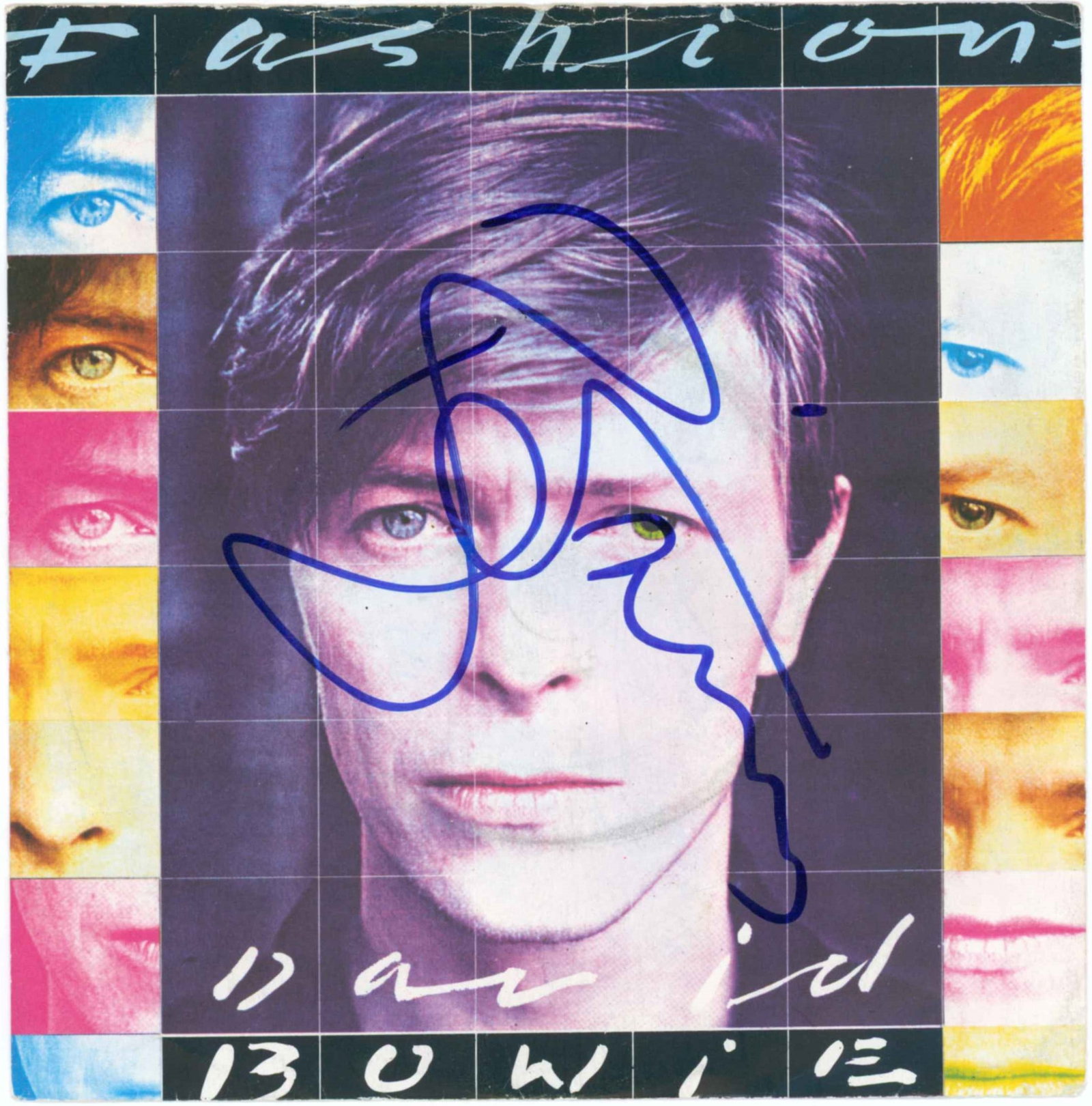 DAVID BOWIE: (1947-2016) English singer, songwriter and actor. He was a leading figure in popular music for over five decades. Bold signature on the cover of his 1980 45rpm record with the mega hit ‘Fas