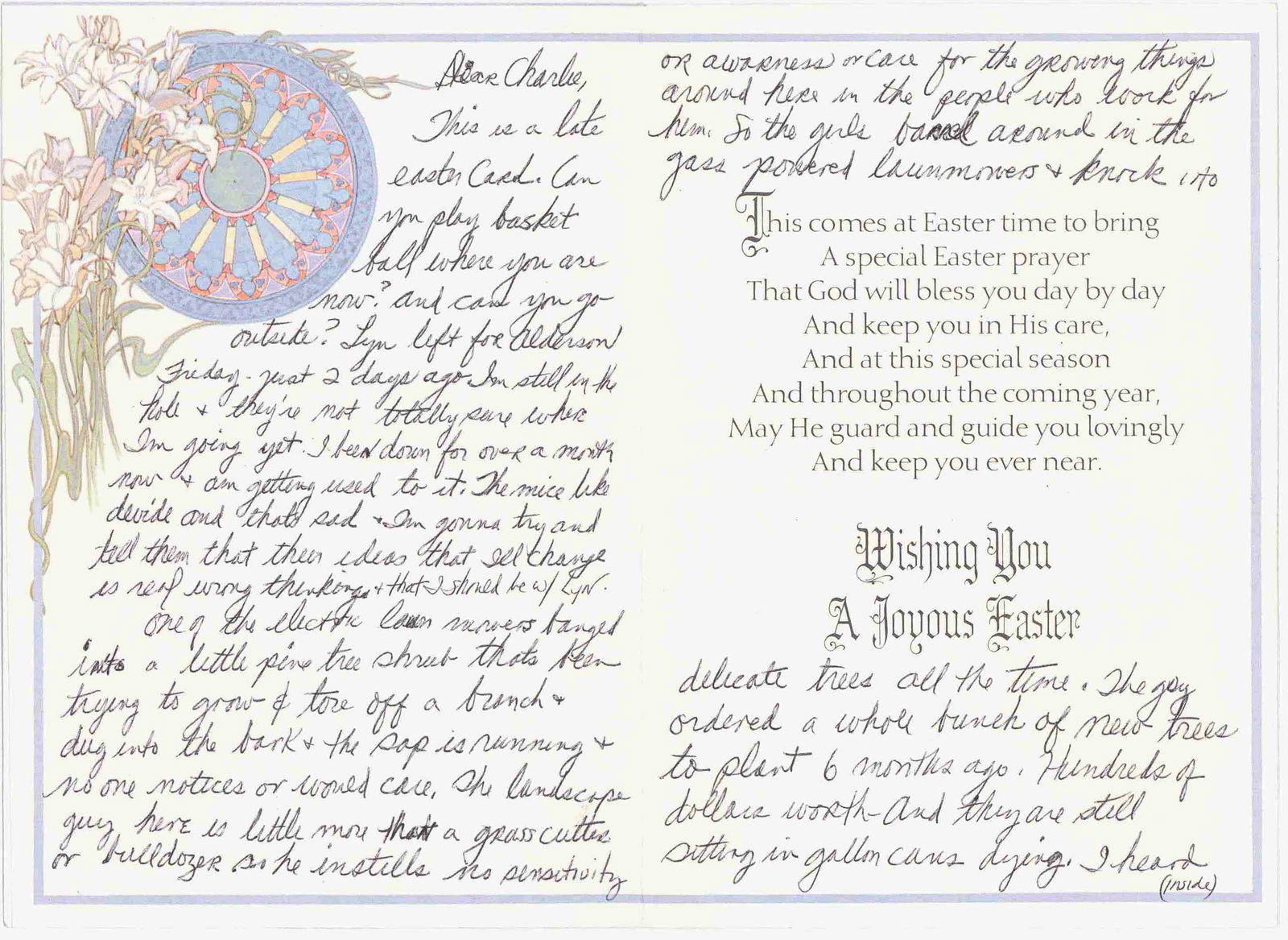 SANDRA GOOD SENDS CHARLES MANSON AN EASTER CARD (1 of 3)