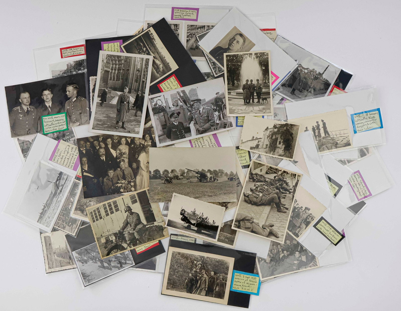 WORLD WAR II ORIGINAL PHOTO COLLECTION (70+): A group of over 70 original, mostly candid war-time photographs in various small formats and from countries as far-flung as Libya, Poland, Norway, Finland, Romania, France and more. Most images are un