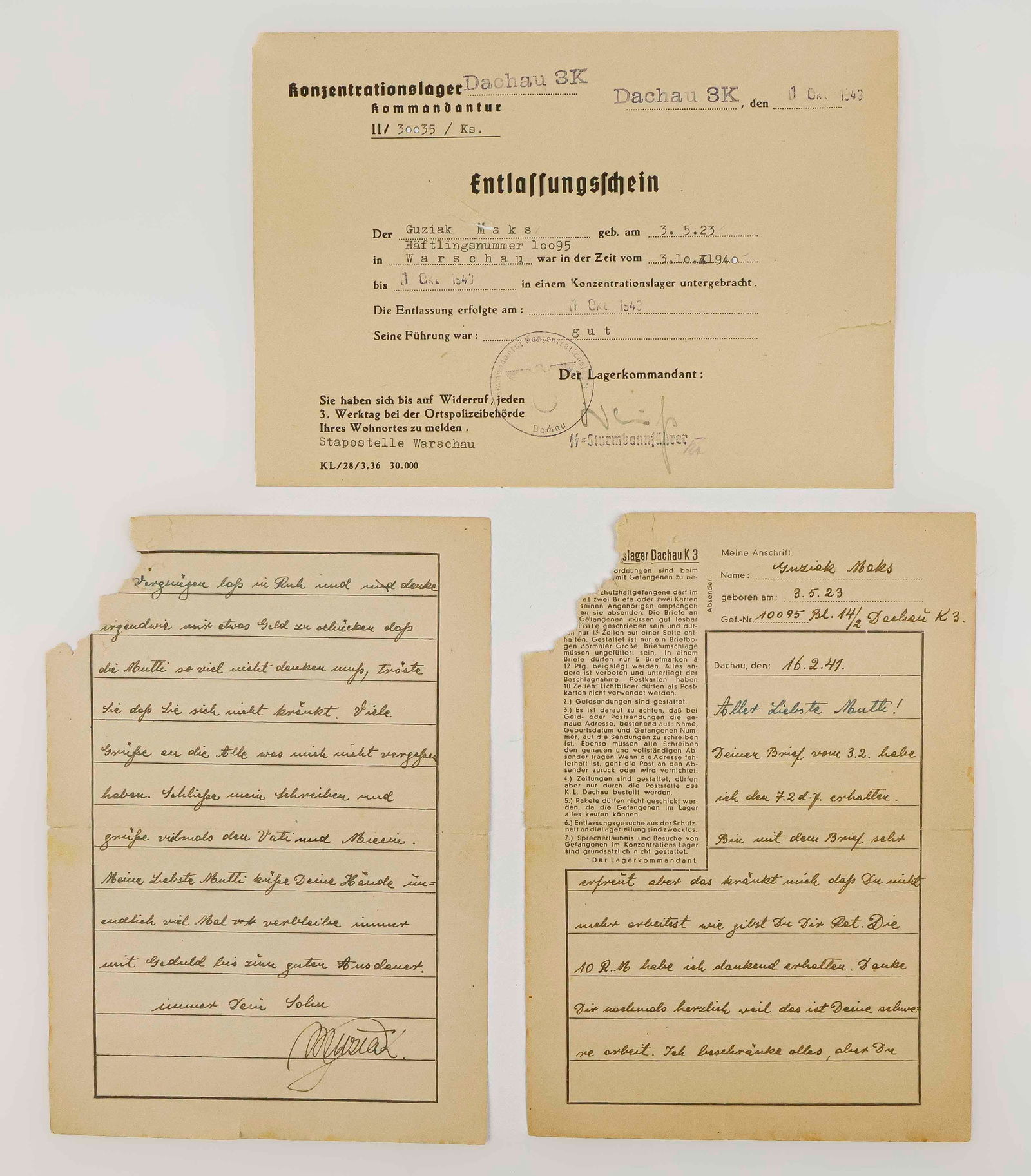 DACHAU DOCUMENTS (2) (1 of 2)