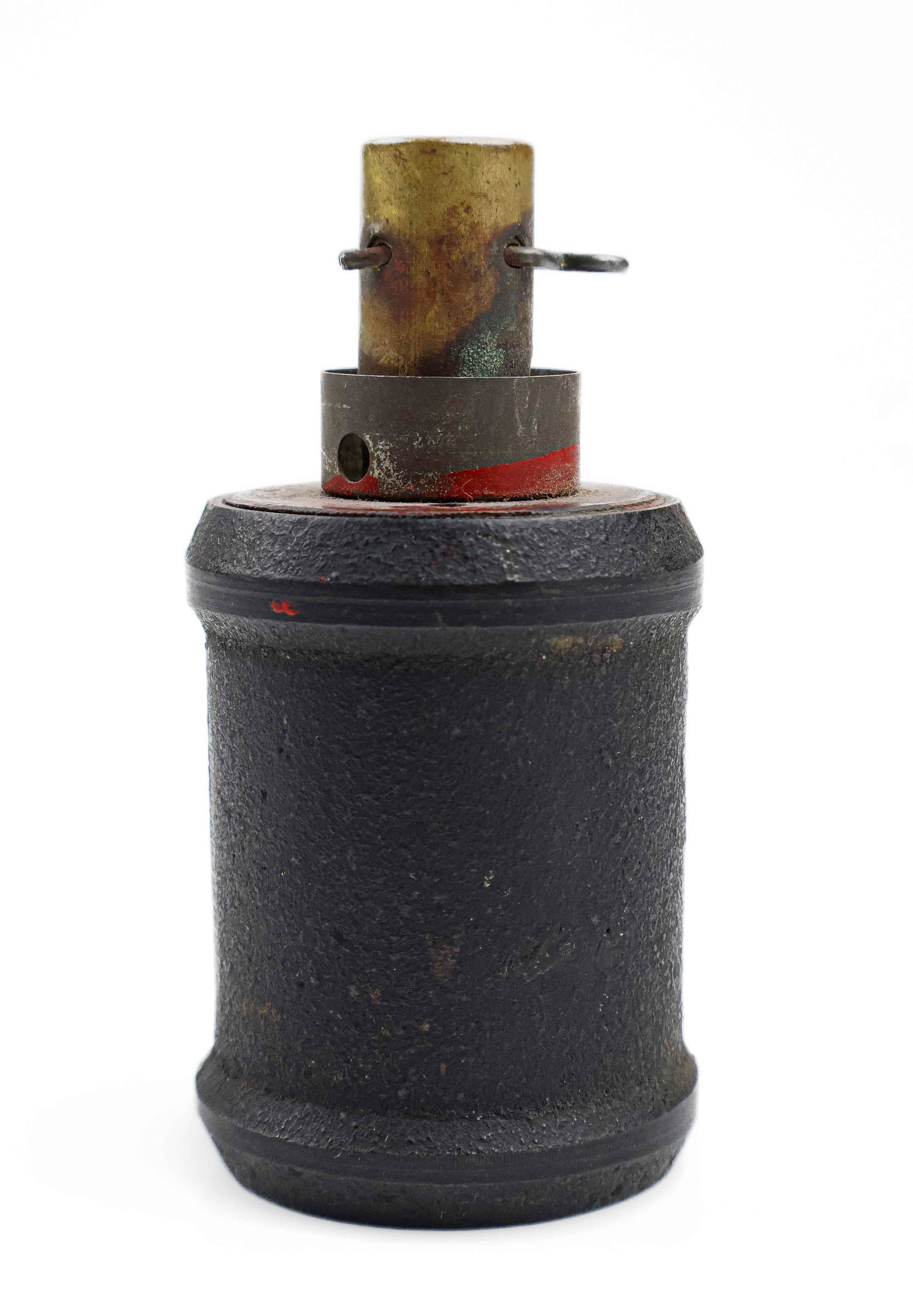 JAPANESE TYPE 99 HAND GRENADE: Japanese type 99 hand grenade, 3.5 in. tall with a 2.5 in. dia., an improved version of the standard Type 97, modified to resolve issues with the fuse mechanism, and intended to be compatible with the