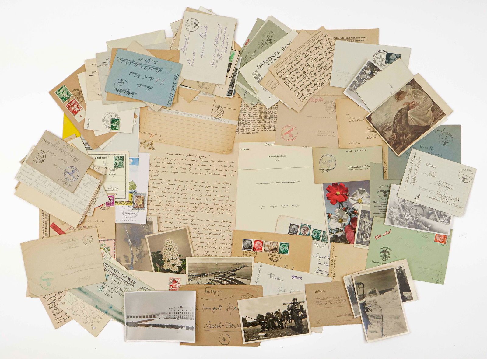 WORLD WAR II GERMAN POSTCARDS, FELDPOST, P.O.W. LETTERS…AND MORE (60+) (1 of 1)