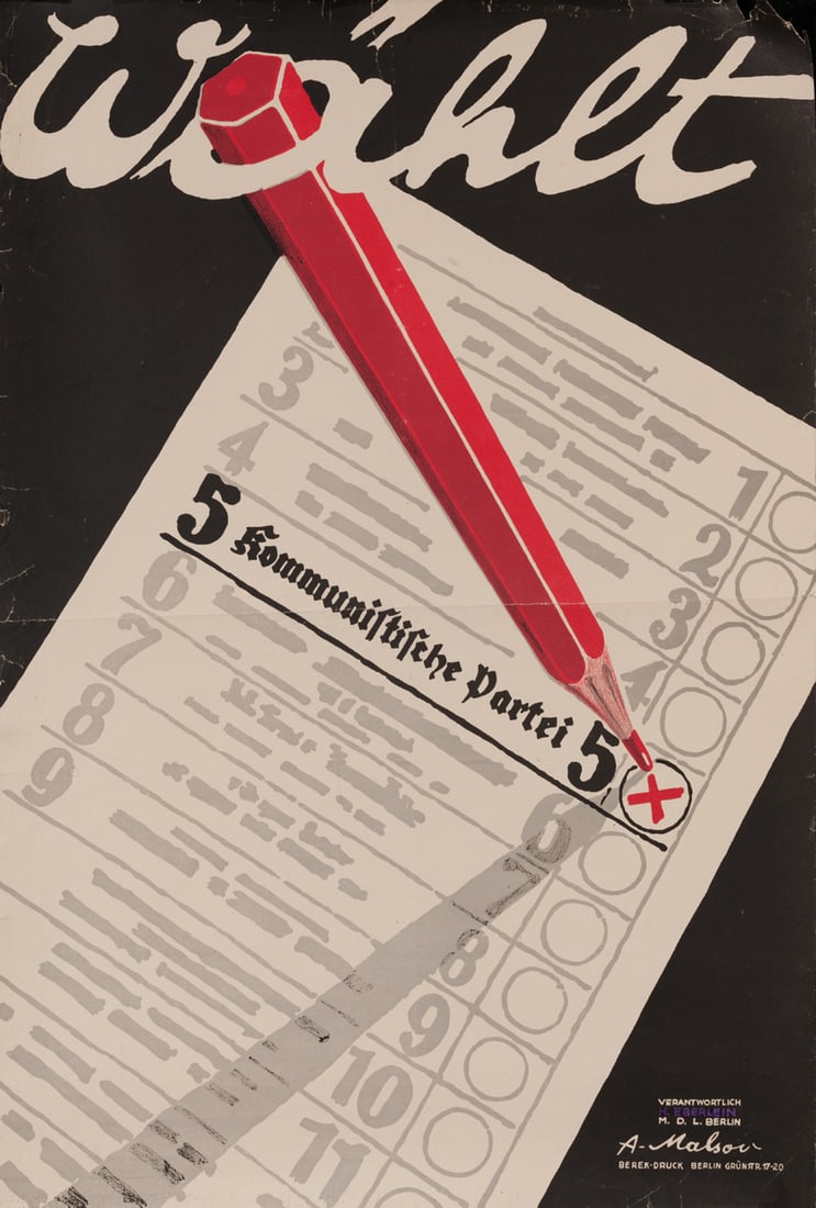 GERMAN INTERBELLUM COMMUNIST PARTY ELECTION POSTER (1 of 1)