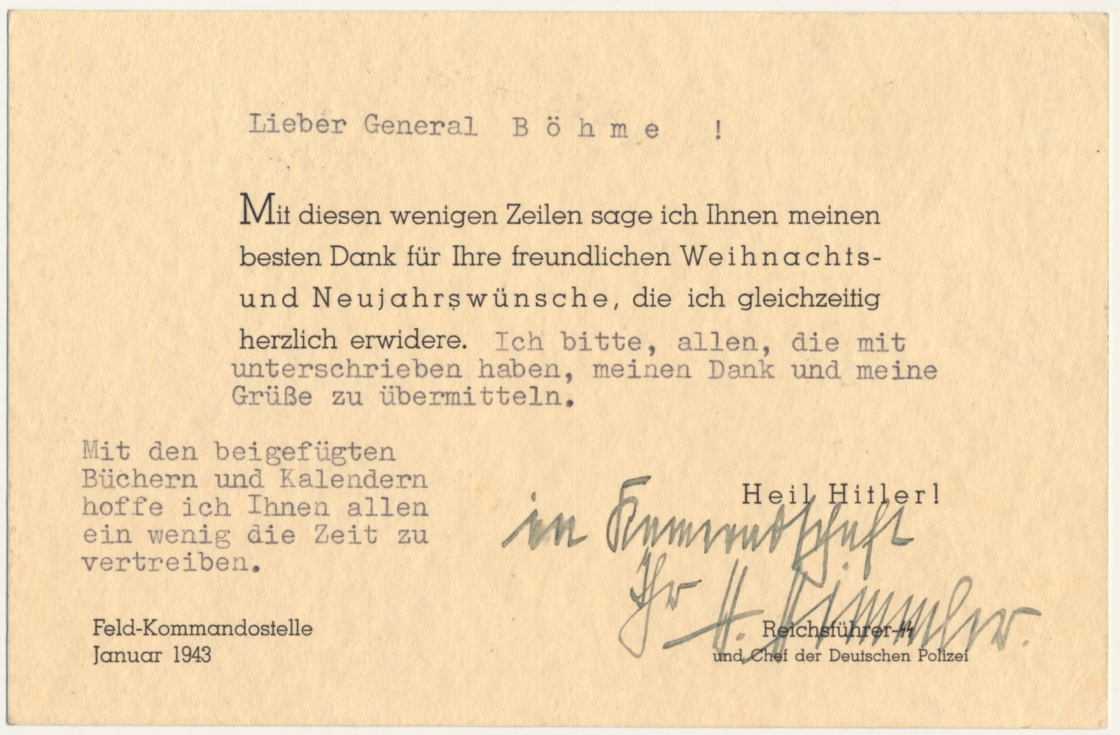 HEINRICH HIMMLER: (1900 - 1945) Hitler's Chief of the Gestapo placed in charge of security and responsible for the construction and operation of extermination camps. He chose suicide rather than face a hangman's noose 