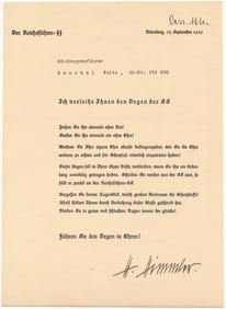 HIMMLER CONGRATULATES FRITZ SAUCKEL ON HIS AWARD OF THE SS SWORD