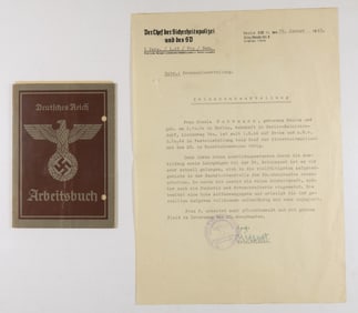 ARBEITSBOOK OF A WOMAN EMPLOYED BY THE S.D.