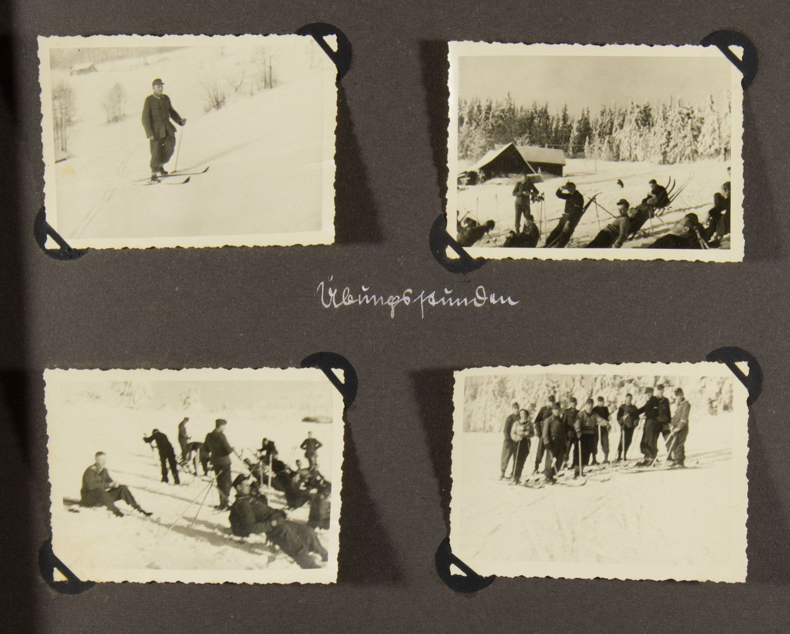 SS POSTCARD AND PHOTOGRAPH ALBUM: A fine Waffen-SS soldier's photo album, 12 1/2 x 9 in. overall, contains (15) 'Unser Waffen-SS' postcards, each 4 x 6 in. and showing a variety of Waffen-SS images including infantrymen, Panzer troops