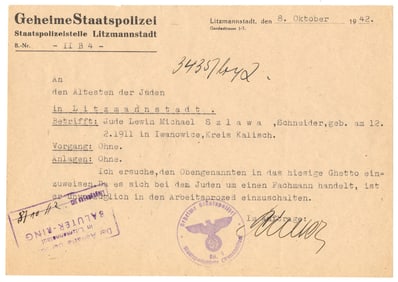 JEWISH WORKER IS SENT TO THE GHETTO BY THE GESTAPO