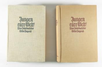 HITLER YOUTH YEARBOOKS (2): Lot of two yearbooks belonging to members of the Hitler Youth both published in Munich by Franz Eher Nachf. The books were published in 1940 and 1941, 482pp. and 502pp. respectively and both measuring