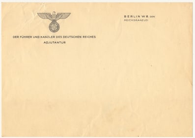 ADOLF HITLER OFFICIAL STATIONERY