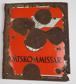 GERMAN ENAMELED PORCELAIN 'AMTSKOMMISSAR' SIGN