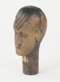 TRENCH ART 'HITLER'S HEAD' WOOD CARVING