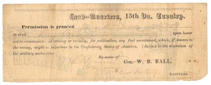 CONFEDERATE CAVALRY PASS