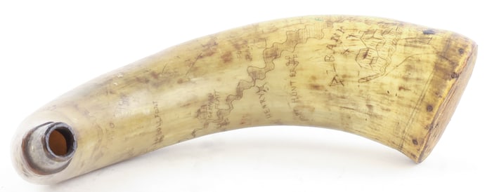 FRENCH AND INDIAN WAR MILITARY POWDER HORN