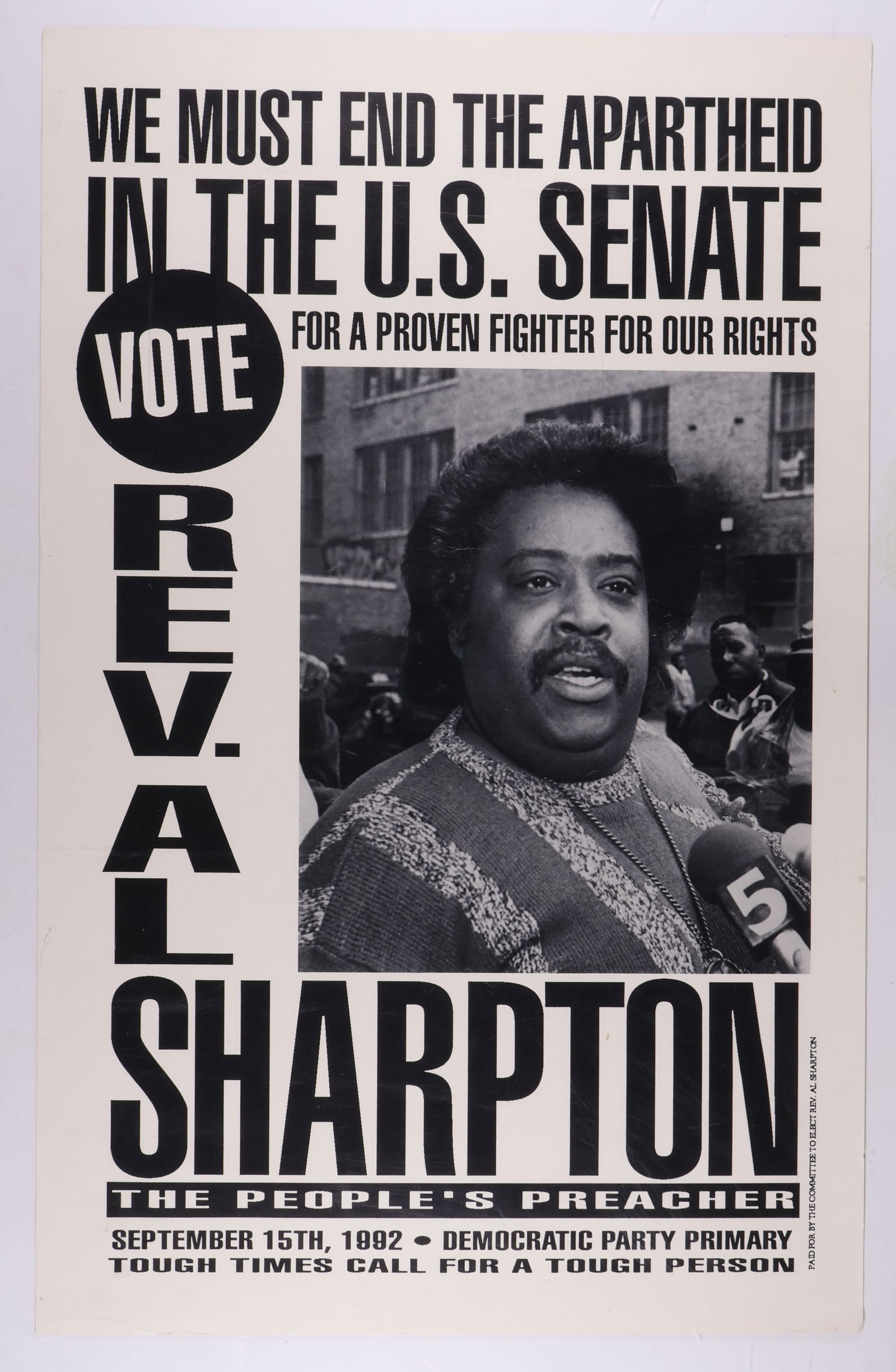 AL SHARPTON SENATE CAMPAIGN POSTER (1 of 1)