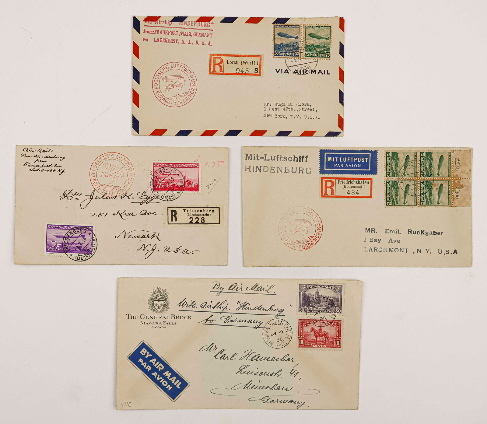 AIRSHIP 'HINDENBURG' FLOWN POSTAL COVERS (4) (1 of 2)