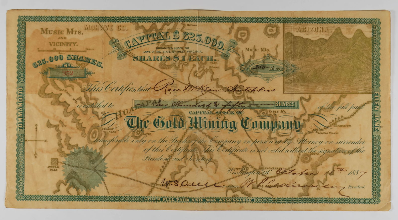 THE GOLD MINING COMPANY STOCK CERTIFICATE (1 of 1)