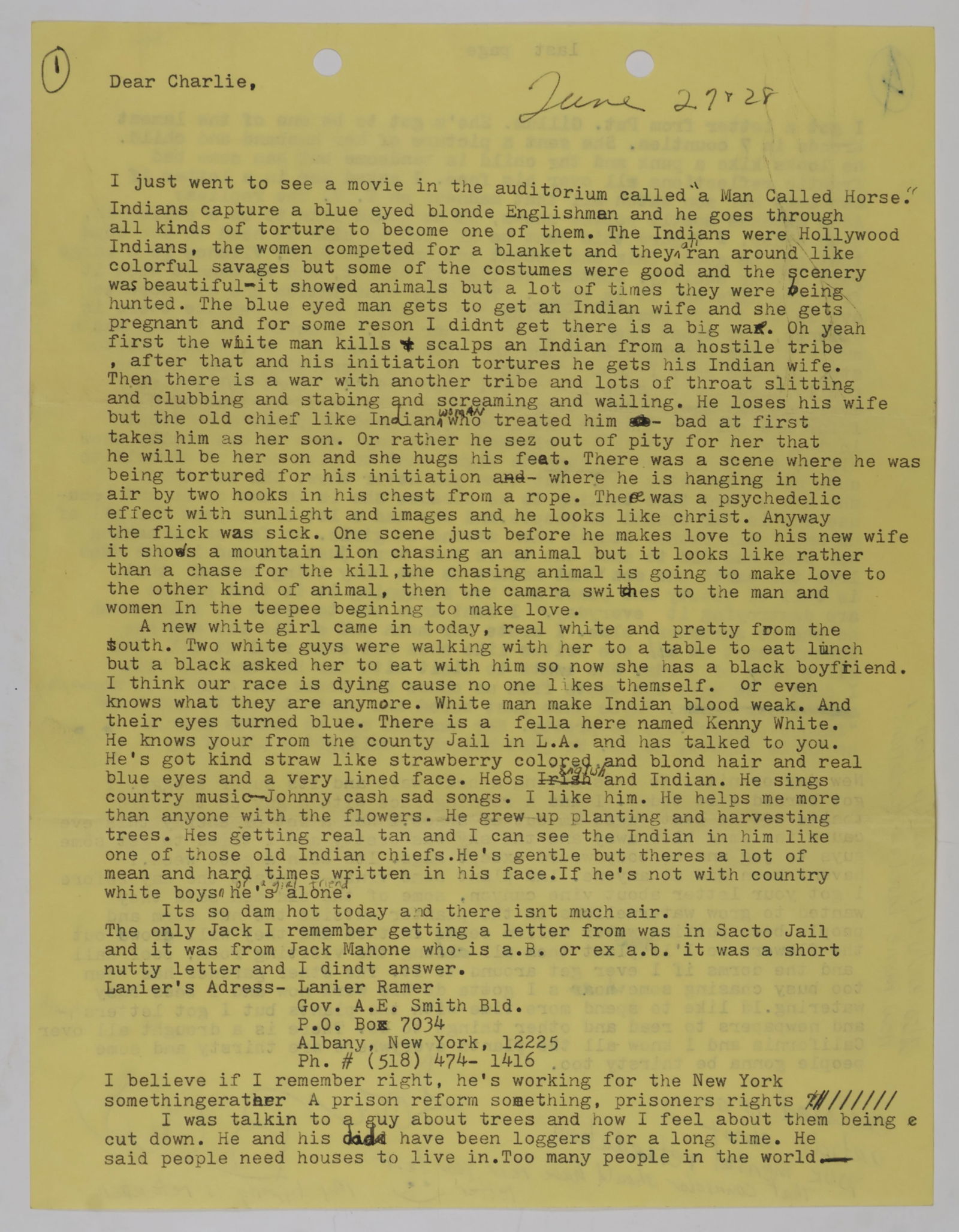 SANDRA GOOD LETTER MENTIONS SHARON TATE AND FROMMEíS ATTEMPTED MURDER OF FORD: A pair of two revealing letters to Charles Manson from his devoted followers: a T.L.S. signed ‘Bees’ [for her code name ‘Blue] of SANDRA GOOD (b. 1944) A long-time member of the Manson Family an