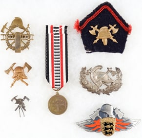 GERMAN FIREFIGHTER PINS AND MEDALS (7)