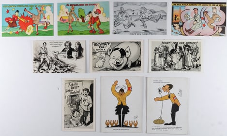 AMERICAN ANTI-HITLER POSTCARDS (10)
