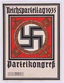 RUDOLF HESS' TICKET TO THE 1935 PARTY CONGRESS