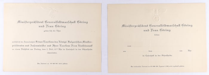 ENGRAVED INVITATIONS FROM HERMANN GORING