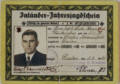 THE HUNTING LICENSE OF ANGELA HITLER’S HUSBAND, MARTIN HAMMITZSCH