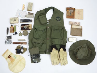 ARMY AIR FORCE C-1 SURVIVAL VEST WITH ACCESSORIES