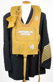 UNIFORM, MAP AND MEDAL GROUPING OF IWO JIMA AVIATOR AND USS BISMARCK SURVIVOR