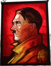 ADOLF HITLER CA. 1940 ARTIST-SIGNED PORTRAIT ON GLASS