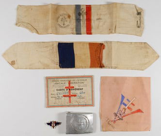 FRENCH RESISTANCE ARMBANDS, MEDAL AND PIN (6)