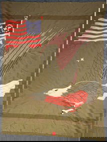 WORLD WAR I PATRIOTIC EMBROIDERED BLANKET